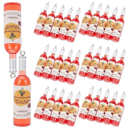 32шт. большие подвески из смолы, с железной петлей с платиновым покрытием, имитация бутылки вина