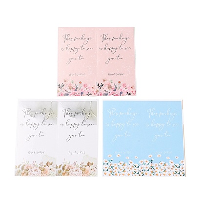Autocollants autocollants en papier autocollant, rectangle avec motif mot et fleur, pour les cadeaux, sacs d'emballage