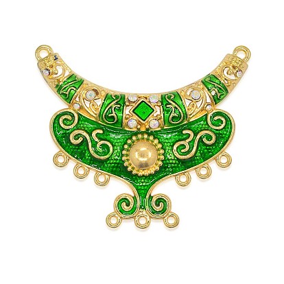 Golden Tone Alloy Enamel Chandelier Links, with Crystal AB Rhinestone, 53.5x64x6mm, Hole: 2mm