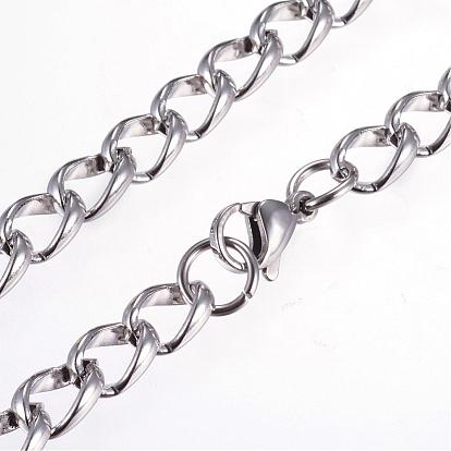 304 Stainless Steel Bracelets, with Lobster Clasps, Curb Chain Bracelets