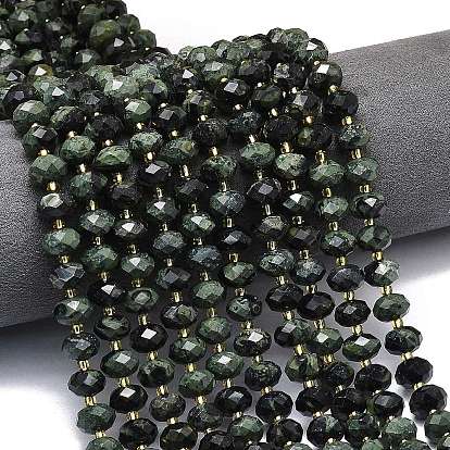 Натуральные пряди камбабы из яшмы, граненые, рондель, с бисером