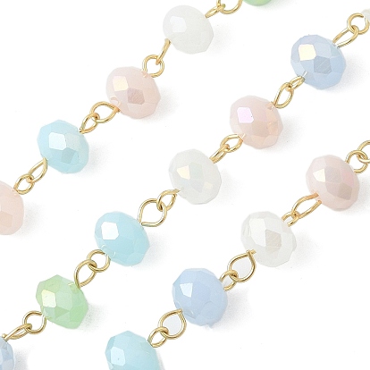 Гальванические стеклянные граненые цепочки рондель ручной работы из бисера, с железными ушками, несварные