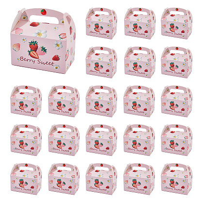 12шт. картонные коробки для конфет с принтом клубники, прямоугольные