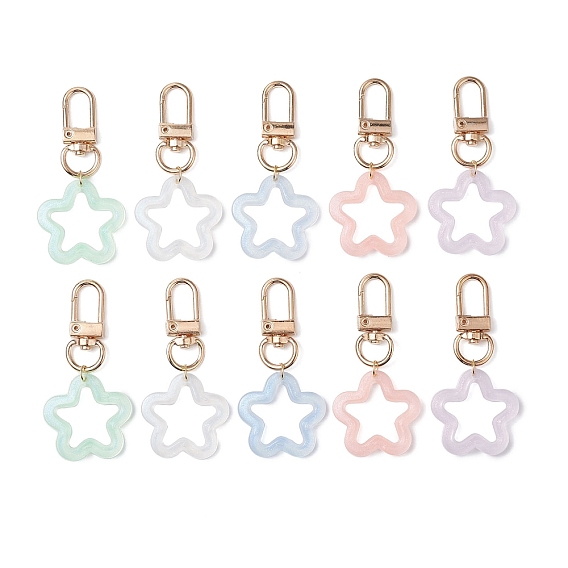 10 шт 5 цвета прозрачный светящийся акриловый подвесной декор в виде звезды, подвески на поворотной застежке для украшения сумок