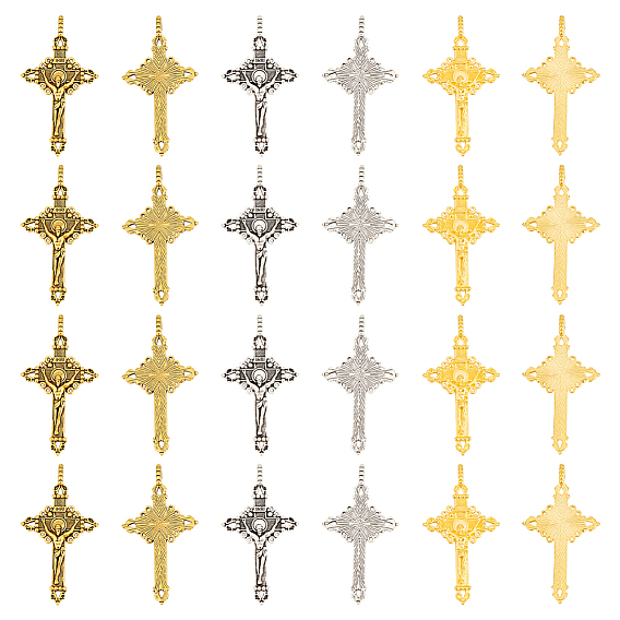 24 шт 3 цвета подвески из сплава, без кадмия и без свинца, на Пасху, кулон крест распятия