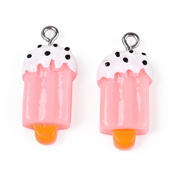 Resin Pendants, with Iron Findings, Ice Lolly