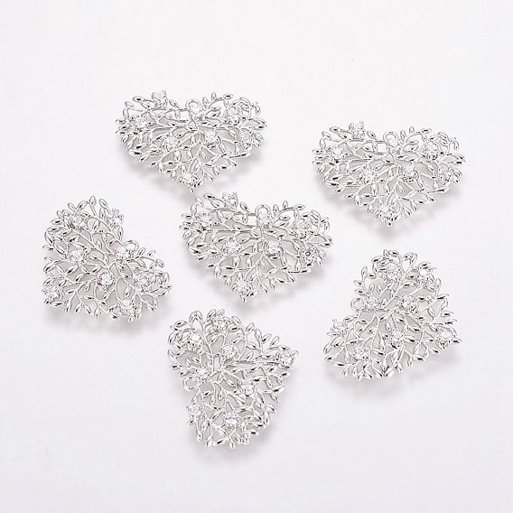 Латунные микро проложить кубического циркония подвески, филигранная фурнитура, сердце