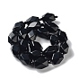 Natural Obsidian Beads Strands, with Seed Beads, Faceted, Rhombus