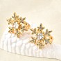 Латунные серьги-манжеты из прозрачного кубического циркония, с-образный со снежинкой