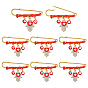 8Pcs Stainless Steel Brooches, Hamsa Hand with Evil Eye, with Brass & Alloy Enamel Charms and Ployester Cord