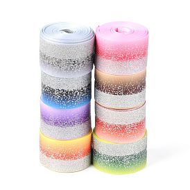 Farbverlauf Polyesterband, einseitig bedrucktes Ripsband, mit Glitzerpulver, für handwerkliche Geschenkverpackung, Partydekoration