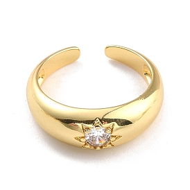 Clear Cubic Zirconia Solitaire Ring, Sun Open Cuff Ring for Women, Cadmium Free & Nickel Free & Lead Free
