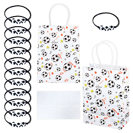 16шт. футбольные бумажные пакеты, с 16шт. браслетов из акриловых бусин и 20шт. бумажной подарочной упаковочной бумаги