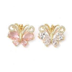 Латунные микро проложить кубического циркония подвески, бабочка, без свинца и без кадмия, долговечный, реальный 18 k позолоченный, стойки покрытие