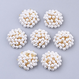 Абс пластмассовые имитационные жемчужные кабошоны, кассетные шарики, со стеклянными бусинами и позолоченными железными ситами
