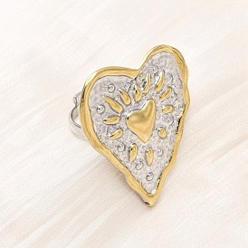 304 кольца для пальцев из нержавеющей стали для женщин, сердце, ионное покрытие (ip)