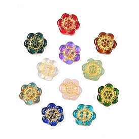 Краска для выпечки и стеклянные бусины, инкрустированные золотым металлом, цветок