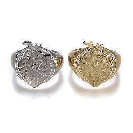 Латунь манжеты кольца, открытые кольца, без кадмия и без свинца, сердце