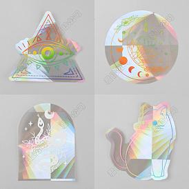 4Pcs 4 Styles PET Rainbow Window Clings Stickers, Non Adhesive Prism Sun Catchers Indoor Window Stickers for Bird Strikes