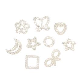 ABS Pearl Plastic Cabochons, Butterfly & Moon & Star & Heart & Ring & Square & Flower & Bowknot