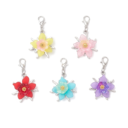 Подвесные украшения из сплава и акрила, с карабин-лобстерами , цветок