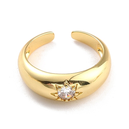 Clear Cubic Zirconia Solitaire Ring, Sun Open Cuff Ring for Women, Cadmium Free & Nickel Free & Lead Free