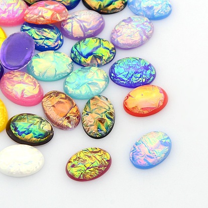 Oval Resin Imitate Opal Cabochons, 25x18x9mm