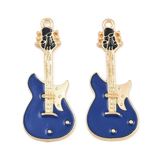 Alloy Enamel Pendants, Guitar Charms, Golden