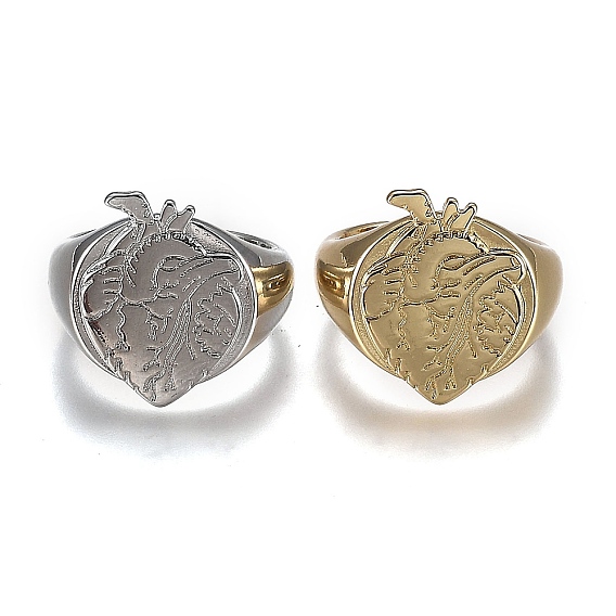 Латунь манжеты кольца, открытые кольца, без кадмия и без свинца, сердце