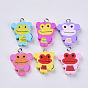 Handmade Polymer Clay Pendants, with Platinum Plated Iron Loops, Monkey