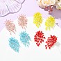 Aretes de flor con cuentas trenzadas y semillas de vidrio, 304 aretes de acero inoxidable para mujer