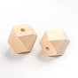 Unfinished Wood Beads, Natural Wooden Beads, Faceted Nugget, 20x20mm, Hole: 3.5mm