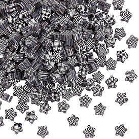 300 бусины из полимерной глины ручной работы., звезда с тартаном