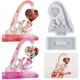 Word Love & Heart DIY Silicone Display Decoration Molds, Photo Frame Molds, Resin Casting Molds