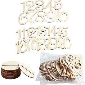 Wood Table Numbers Cards, with Base, for Wedding, Restaurant, Party Decorations