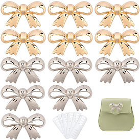 12шт. 2 цвета бантик, декоративные пряжки из сплава, с железной шайбой, для декора сумки