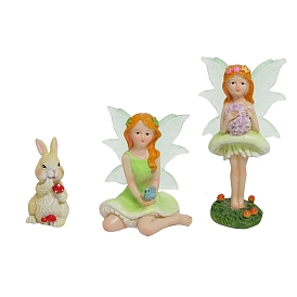 Luminous Resin Fairy & Rabbit Sculptures, for Garden Yard Decoration