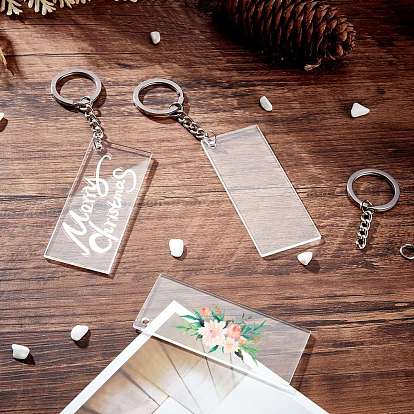 Benecreat bricolage kits de fabrication de porte-clés, y compris les pendentifs acryliques rectangulaires, conclusions de fermoir de porte-clé en fer, laiton Anneaux ouverte