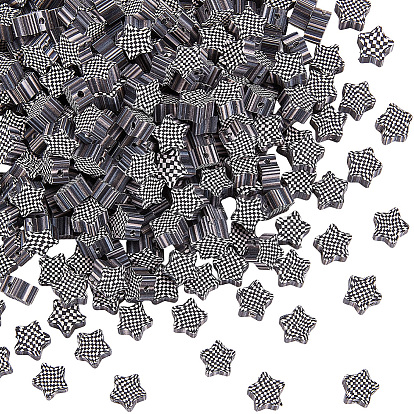 300 бусины из полимерной глины ручной работы., звезда с тартаном