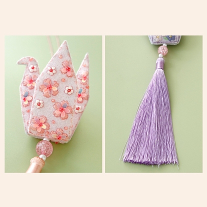 DIY Paper Cranes Knitting Pendant Decoration Kits for Beginners, including Crochet Needle, Yarn Needle, Support Wire, Stitch Marker