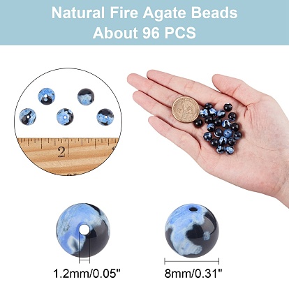 ARRICRAFT Natural Fire Crackle Agate Beads Strands, Dyed, Round