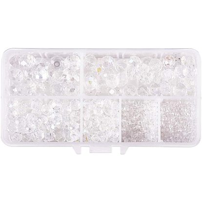 Electroplate Glass Beads Strands, AB Color Plated, Faceted Rondelle
