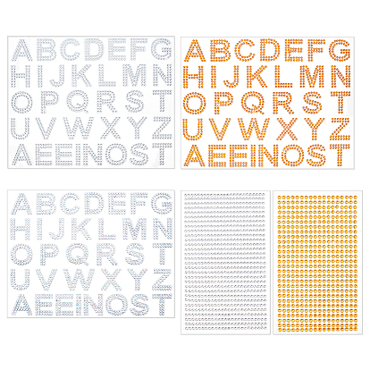 5 листы 5 стили прозрачные акриловые стразы буквы-наклейки, декоративные наклейки из хрустальных драгоценных камней