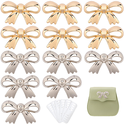 12шт. 2 цвета бантик, декоративные пряжки из сплава, с железной шайбой, для декора сумки