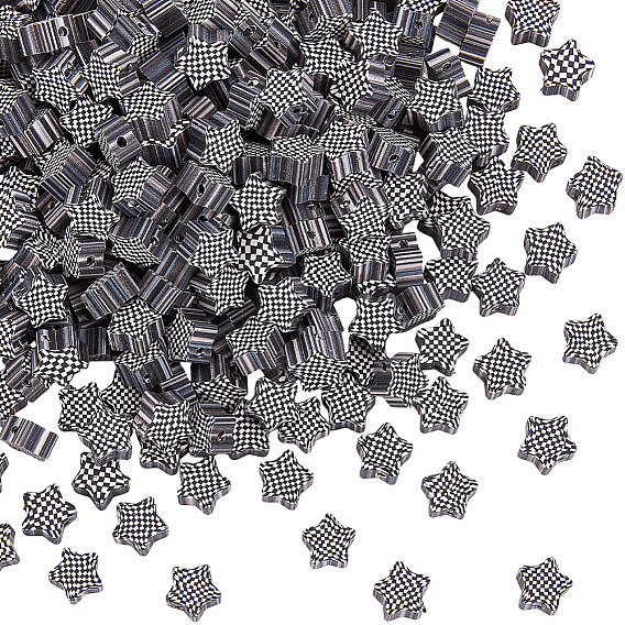 300 бусины из полимерной глины ручной работы., звезда с тартаном