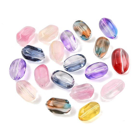 Baking Paint Glass Beads, Oval