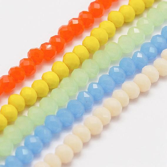 Стеклянные бусины, имитация нефрита , граненые, рондель