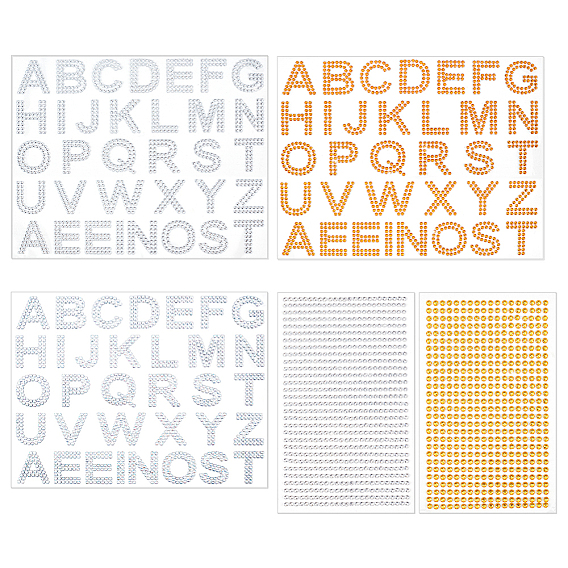 5 листы 5 стили прозрачные акриловые стразы буквы-наклейки, декоративные наклейки из хрустальных драгоценных камней