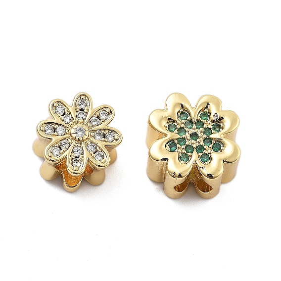 Латунные микро проложить Цирконий Европейский бисером, бусины с большим отверстием, долговечный, без кадмия и без свинца, реальный 18 k позолоченный