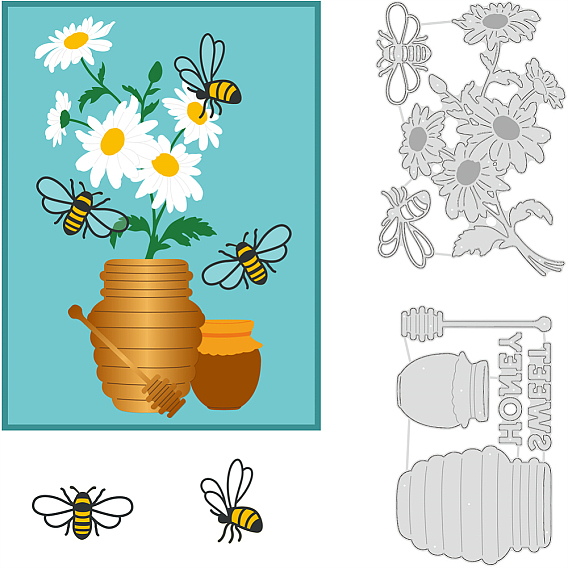 Весенняя тема трафареты для резки углеродистой стали, для diy scrapbooking, Фотоальбом, декоративная бумага для тиснения, цвет нержавеющей стали, пчелы и цветок ромашки